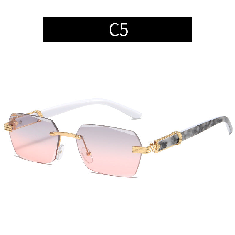 Women's Trimming Ocean Lens Rimless Sunglasses