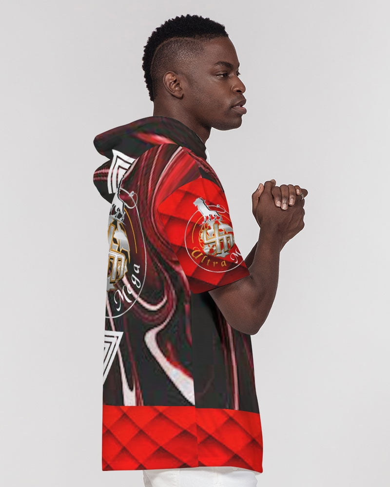 Red Marble 7 Mens Short Sleeve Hoodie